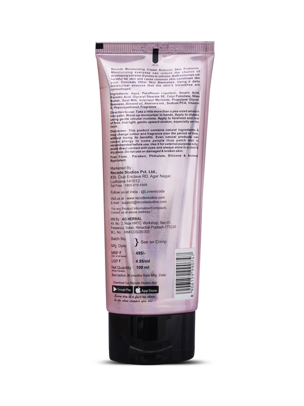 Recode Moisturizer With Goat Milk in Tube - 100 ML - Image 2