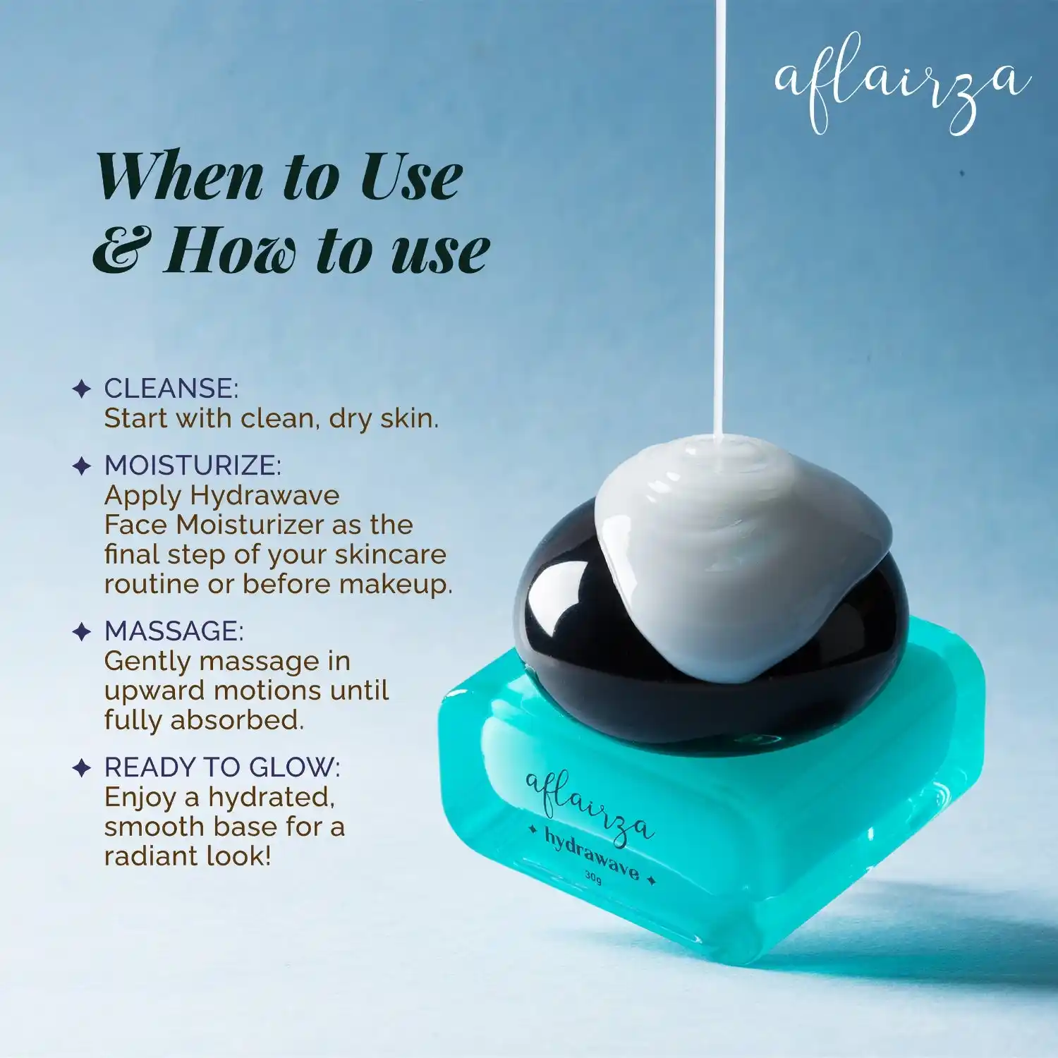 Hydrawave Moisturizer | 1% Glycoin | Water-Based Face Moisturizer for Deep Hydration | Non-Greasy, Lightweight, Makeup Friendly | For All Skin Types - Image 6